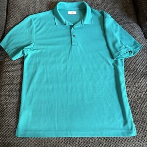 Grand Slam Performance Mens Polo Shirt Teal Aqua Blue Textured Golf Top Large‎